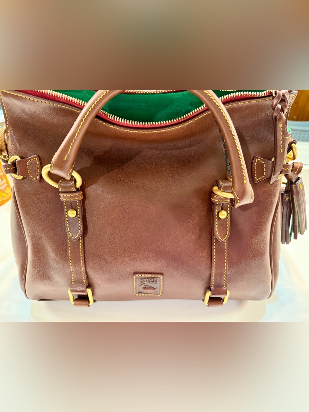 NWT Dooney and Bourke Florentine Large Satchel Chestnut - Picture 13 of 14